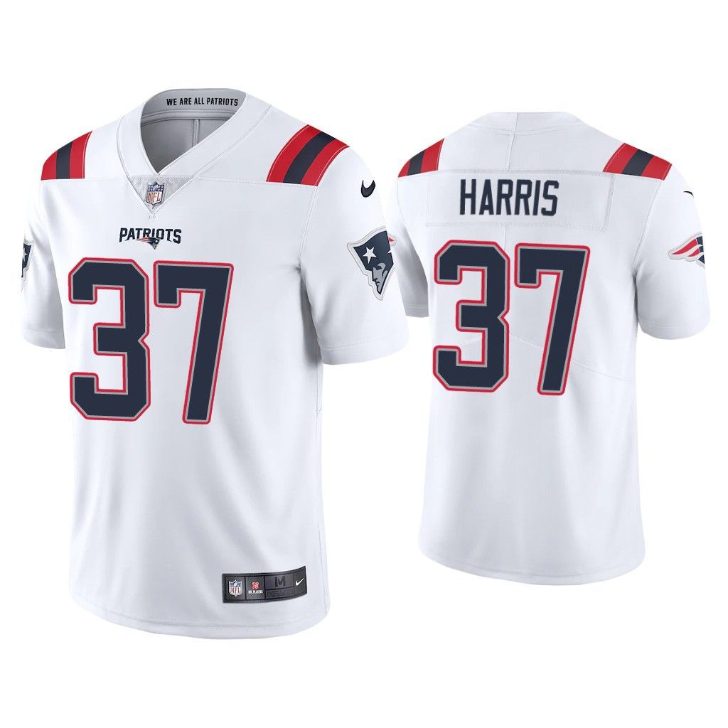 Men New England Patriots #37 Damien Harris Nike White Vapor Limited NFL Jersey